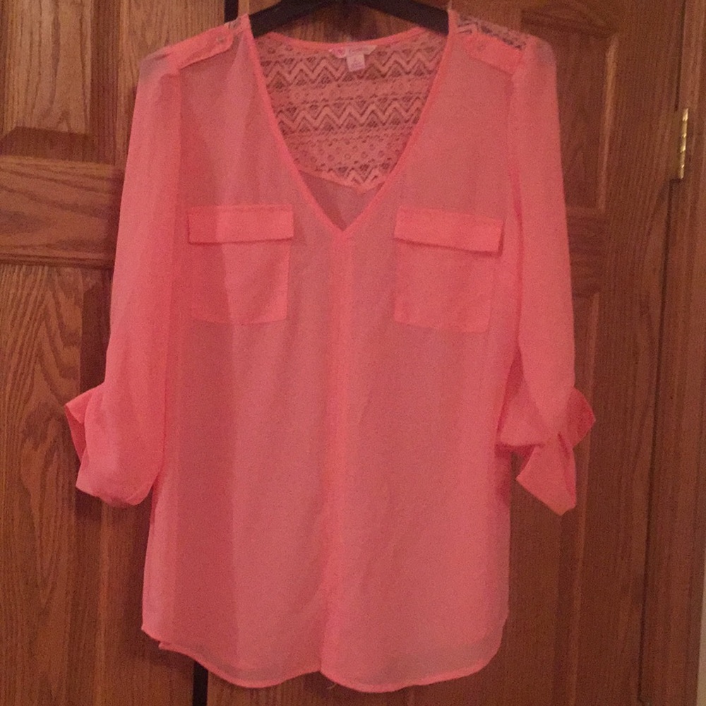3/4 sleeve pink blouse
